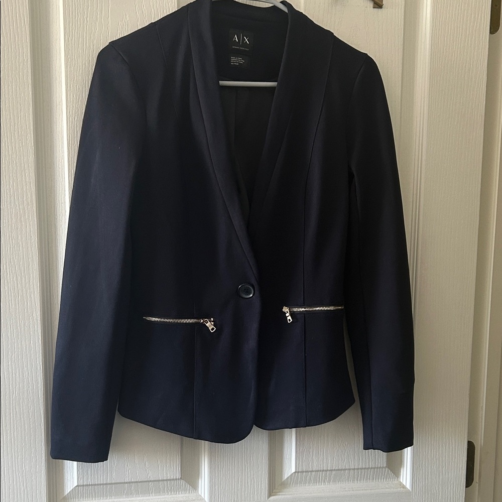 A/X Armani Exchange Dark blue Blazer with Zipper Details